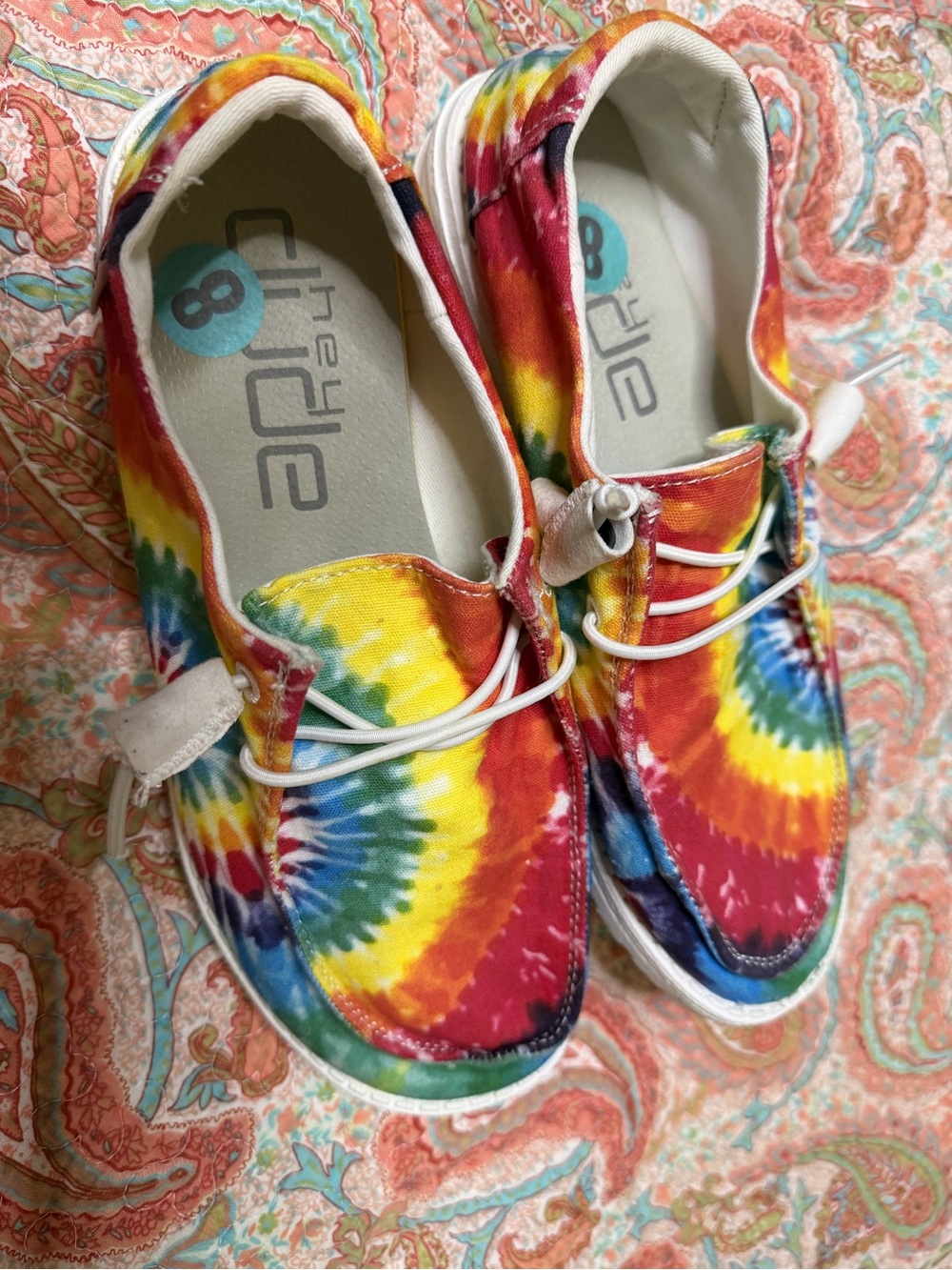 Hey Dude Tie-Dye Canvas Flats - Red, Yellow, Blue, Green
